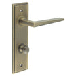 Frelan Hardware Door Furniture Antique Brass / Bathroom Lock Handles Frelan - Mayfair Door Handle Din Bathroom Backplate Antique Brass & Turn & Release