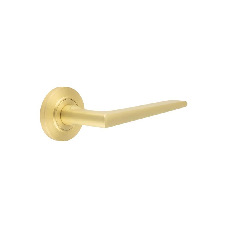 Frelan Hardware Satin Brass Frelan - Mayfair Door Handle on Chamfered Rose Satin Brass