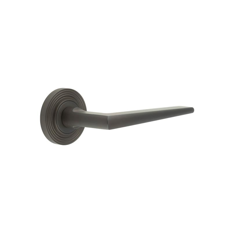 Frelan Hardware Door Furniture Dark Bronze Frelan - Mayfair Door Handle on Reeded Rose Dark Bronze