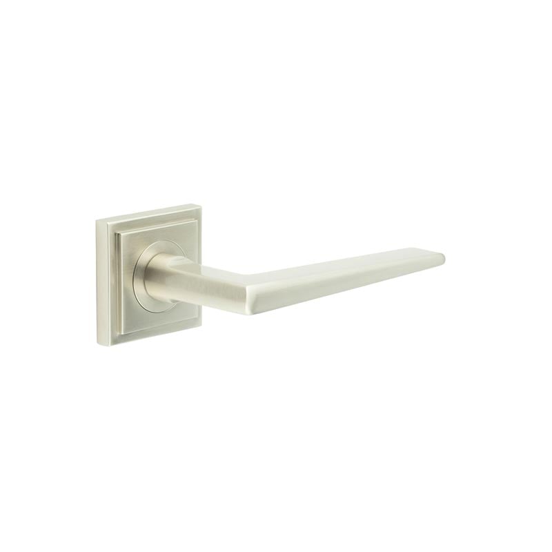 Frelan Hardware Door Furniture Satin Nickel Frelan - Mayfair Door Handle on Square Stepped Rose Satin Nickel