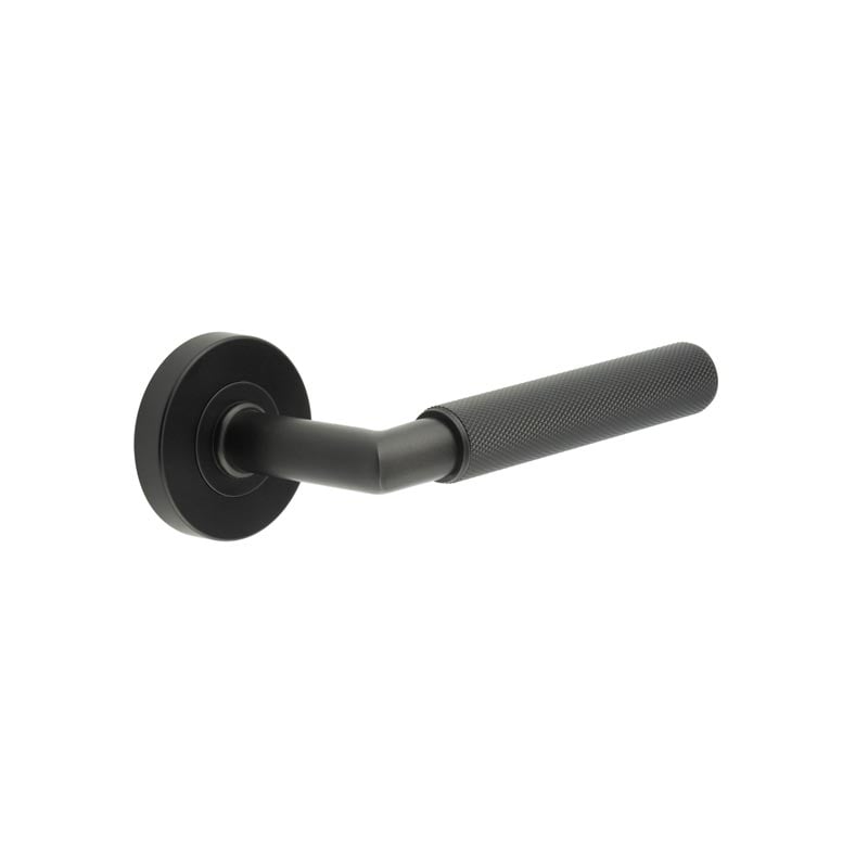 Frelan Hardware Door Furniture Black / Round Rose Frelan - MB Mitred diamond knurled lever on round rose 316g PVD