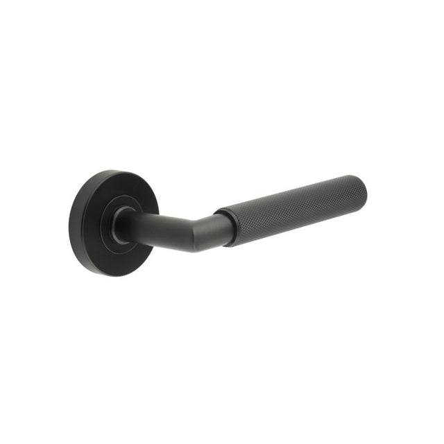 Frelan Hardware Door Furniture Black / Round Rose Frelan - MB Mitred diamond knurled lever on round rose 316g PVD