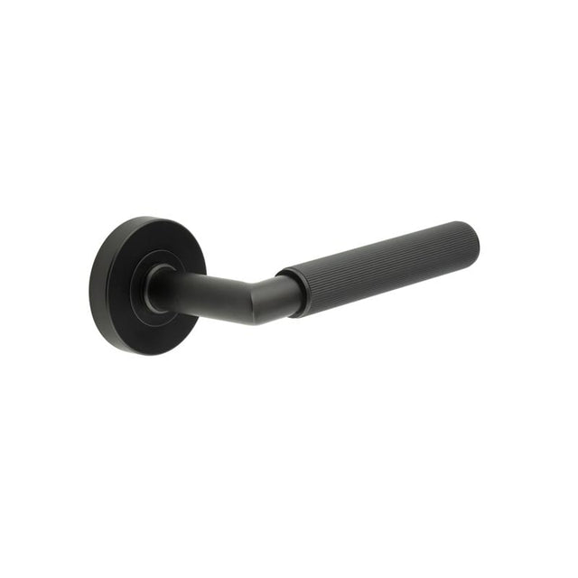 Frelan Hardware Door Furniture Black / Round Rose Frelan - MB Mitred linear knurl lever on round rose 316g PVD