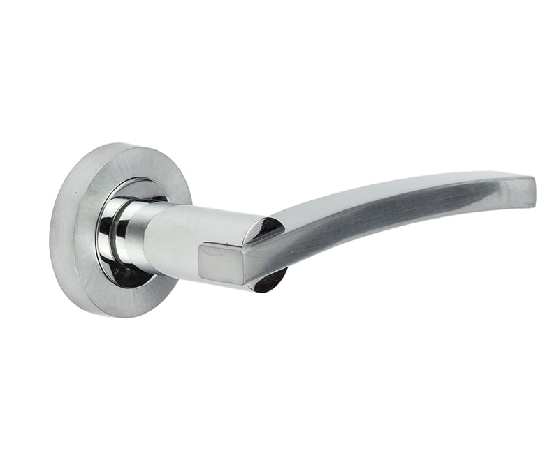 Frelan Hardware Door Furniture Polished Chrome/Satin Chrome / Round Rose Frelan - Modena Levers on Round Rose - Polished Chrome/Satin Chrome