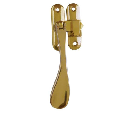 Frelan Hardware Window Furniture Polished Brass / No Frelan - Non Locking Casement Fastener c/w Hook & Mortice Plate - Polished Brass