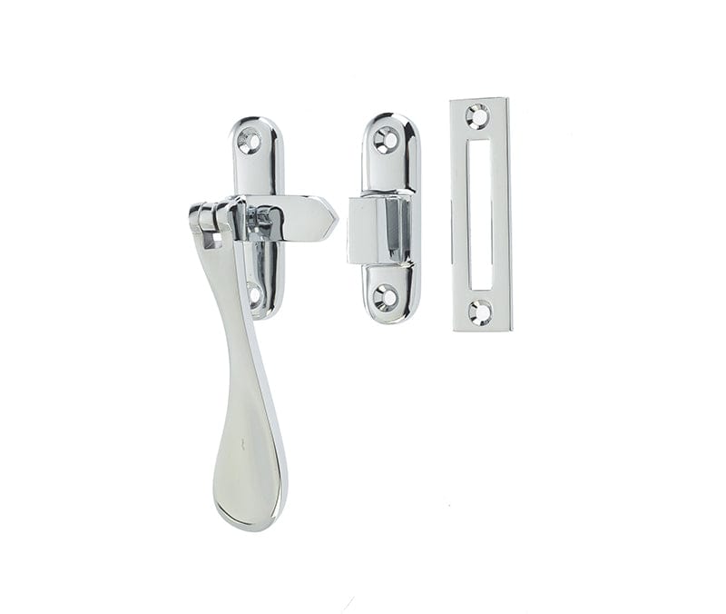 Frelan Hardware Window Furniture Polished Chrome / No Frelan - Non Locking Casement Fastener c/w Hook & Mortice Plate - Polished Chrom