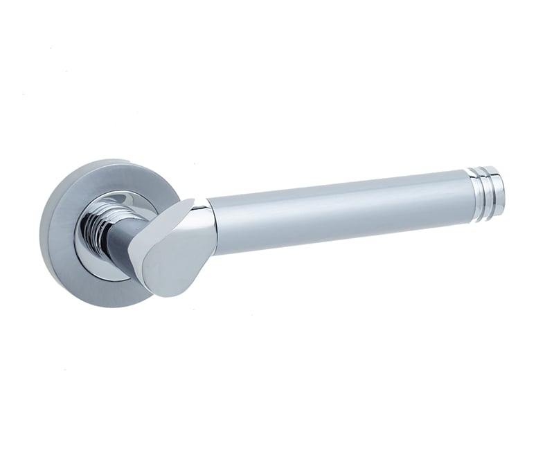 Frelan Hardware Door Furniture Polished Chrome/Satin Chrome / Round Rose Frelan - Octavia Levers on Round Rose - Polished Brass/Satin Chrome