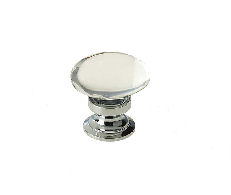 Frelan Hardware Cabinet Hardware Polished Chrome / Cabinet Knobs / 40mm Dia. Frelan - Oval Glass 40mm Cabinet Knob - Polished Chrome
