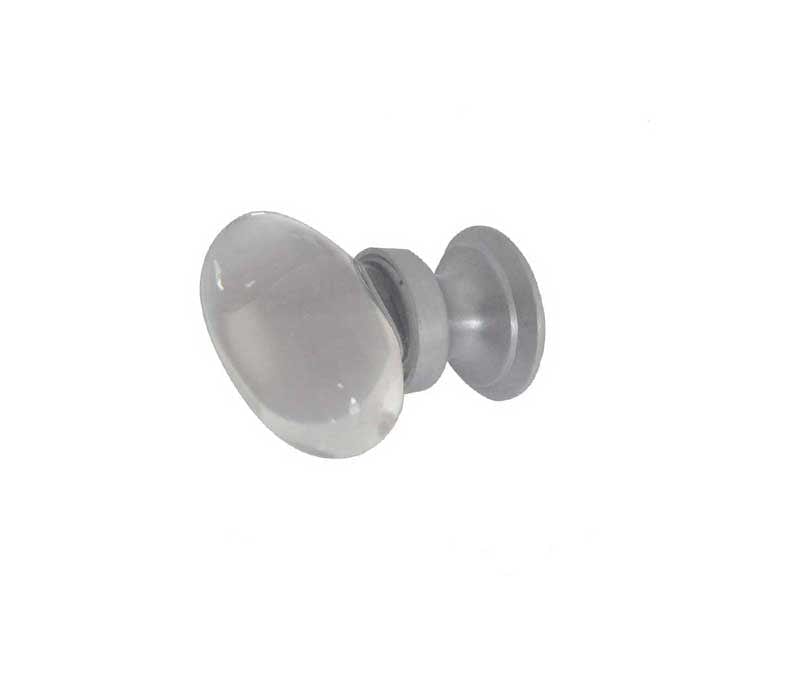 Frelan Hardware Cabinet Hardware Satin Chrome / Cabinet Knobs / 40mm Dia. Frelan - Oval Glass 40mm Cabinet Knob - Satin Chrome