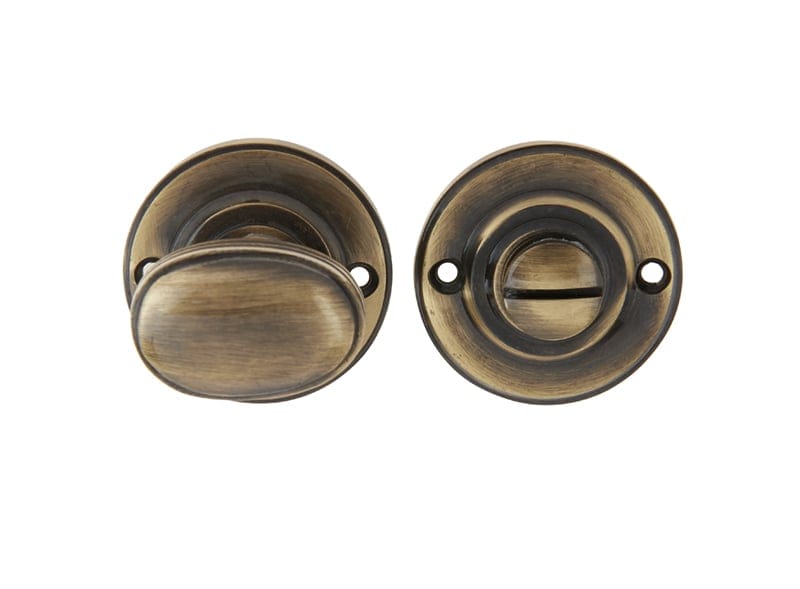 Frelan Hardware Door Furniture Antique Brass / No Frelan - Oval Ringed Turn & Release - Antique Brass