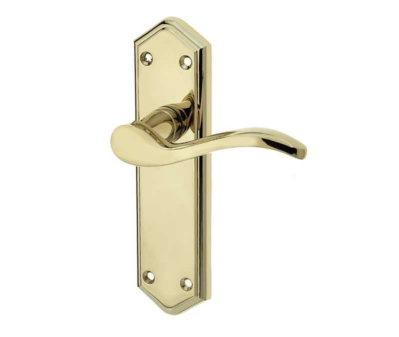 Frelan Hardware Door Furniture Brass Finish / Latch Handles Frelan - Paris Lever Handles on Backplates - PVD Brass