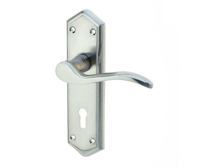 Frelan Hardware Door Furniture Satin Chrome / Std. Lock Handles Frelan - Paris Standard Lever Lock Handles on Backplates - Satin Chrome