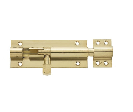 Frelan Hardware Accessories Polished Brass / Straight Surface Bolts / 100mm / 4" Frelan - PB 100x38mm STR Barrel Bolt