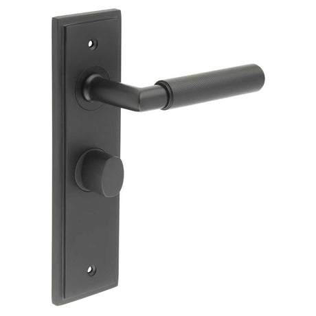 Frelan Hardware Door Furniture Black / Bathroom Lock Handles Frelan - Piccadilly Door Handle Bathroom Backplate Black & Turn & Release