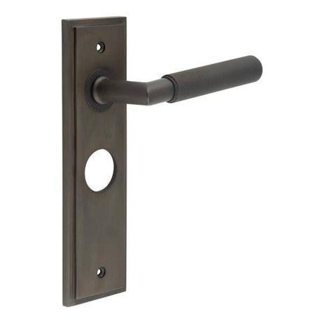 Frelan Hardware Door Furniture Dark Bronze / Bathroom Lock Handles Frelan - Piccadilly Door Handle Bathroom Backplate Dark Bronze
