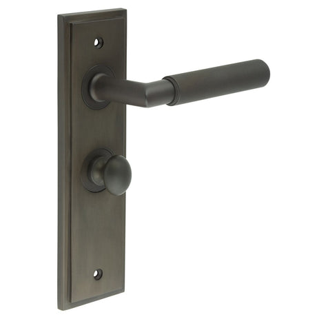 Frelan Hardware Door Furniture Dark Bronze / Bathroom Lock Handles Frelan - Piccadilly Door Handle Bathroom Backplate Dark Bronze & Turn & Release