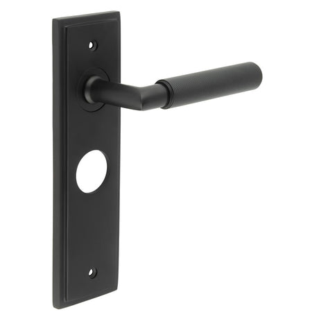 Frelan Hardware Door Furniture Black / Bathroom Lock Handles Frelan - Piccadilly Door Handle Bathroom Backplate Matt Black