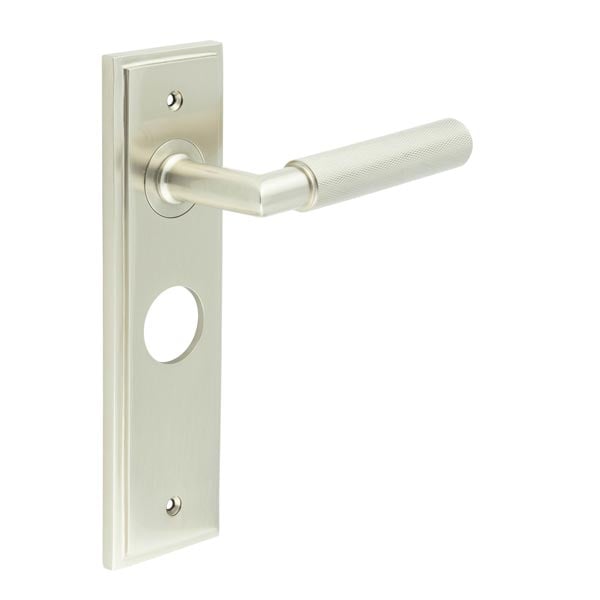 Frelan Hardware Door Furniture Satin Nickel / Bathroom Lock Handles Frelan - Piccadilly Door Handle Bathroom Backplate Satin Nickel