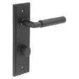 Frelan Hardware Door Furniture Black / Bathroom Lock Handles Frelan - Piccadilly Door Handle Din Bathroom Backplate Black & Turn & Release