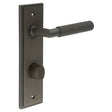Frelan Hardware Door Furniture Dark Bronze / Bathroom Lock Handles Frelan - Piccadilly Door Handle Din Bathroom Backplate Dark Bronze & Turn & Release
