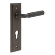Frelan Hardware Door Furniture Dark Bronze / Euro Profile Lock Handles Frelan - Piccadilly Door Handle Din Euro Backplate Dark Bronze