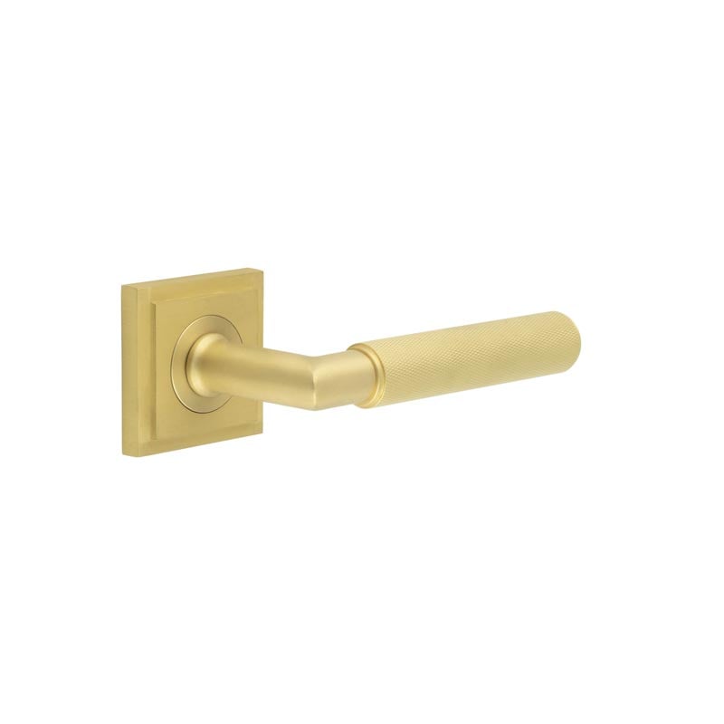 Frelan Hardware Door Furniture Satin Brass Frelan - Piccadilly Door Handle on Square Stepped Rose Satin Brass