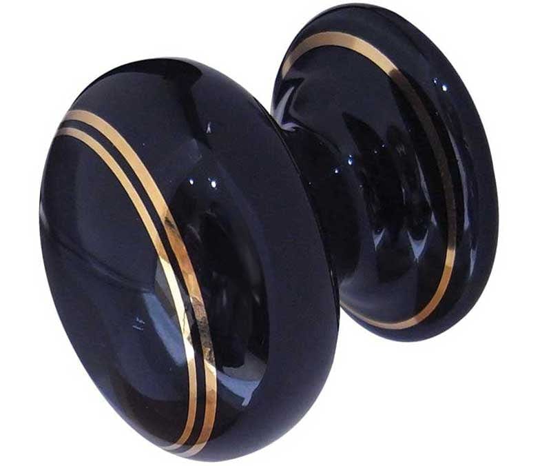 Frelan Hardware Cabinet Hardware Goldline Black / Cabinet Knobs / 32mm Dia. Frelan - Porcelain 32mm Dia. Cabinet Knob - Black/Gold Line