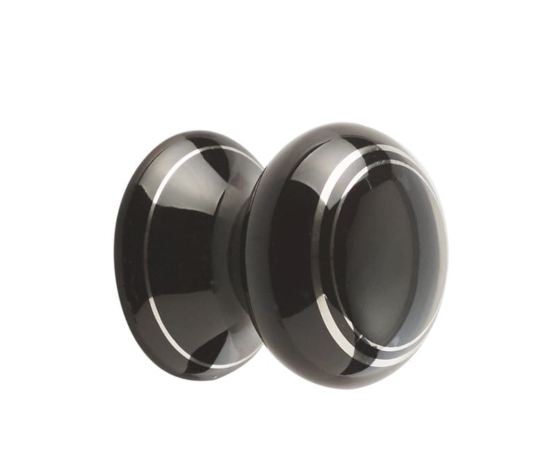 Frelan Hardware Cabinet Hardware Black Silverline / Cabinet Knobs / 38mm Dia. Frelan - Porcelain 38mm Dia. Cabinet Knob - Black/Silver Line
