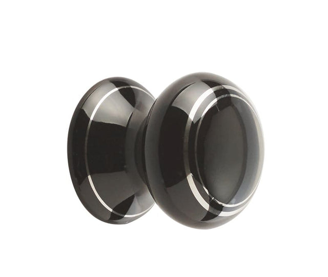 Frelan Hardware Cabinet Hardware Black Silverline / Cabinet Knobs / 38mm Dia. Frelan - Porcelain 38mm Dia. Cabinet Knob - Black/Silver Line