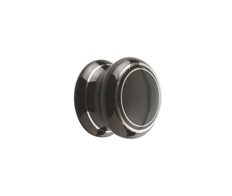 Frelan Hardware Cabinet Hardware Black Silverline / Cabinet Knobs / 50mm Dia. Frelan - Porcelain 50mm Dia. Cabinet Knob - Black/Silver Line