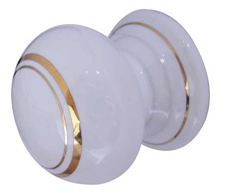 Frelan Hardware Cabinet Hardware Goldline White / Cabinet Knobs / 50mm Dia. Frelan - Porcelain 50mm Dia. Cabinet Knob - White/Gold Line
