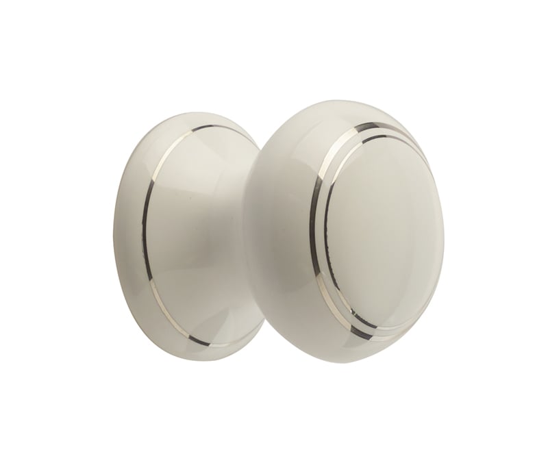 Frelan Hardware Cabinet Hardware White Silverline / Cabinet Knobs / 50mm Dia. Frelan - Porcelain 50mm Dia. Cabinet Knob - White/Silver Line