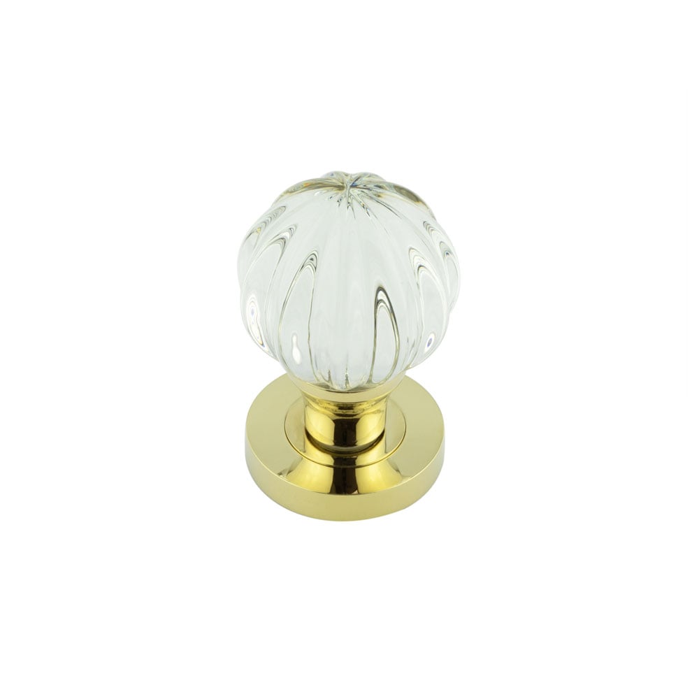 Frelan Hardware Door Furniture Brass Finish Frelan - PVD Glass Pumpkin Mortice Knob