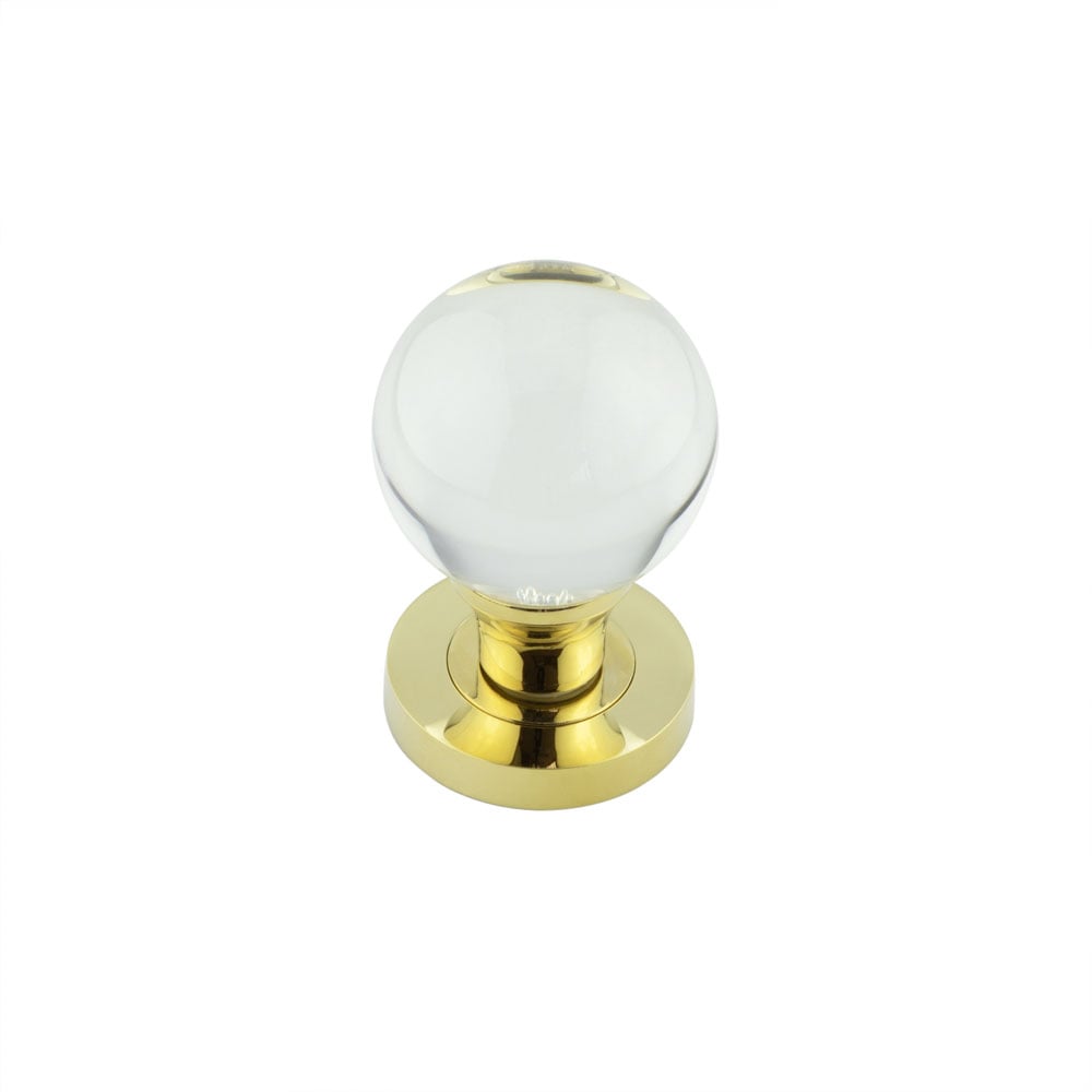 Frelan Hardware Door Furniture Brass Finish Frelan - PVD Plain Ball Glass Mortice Knob