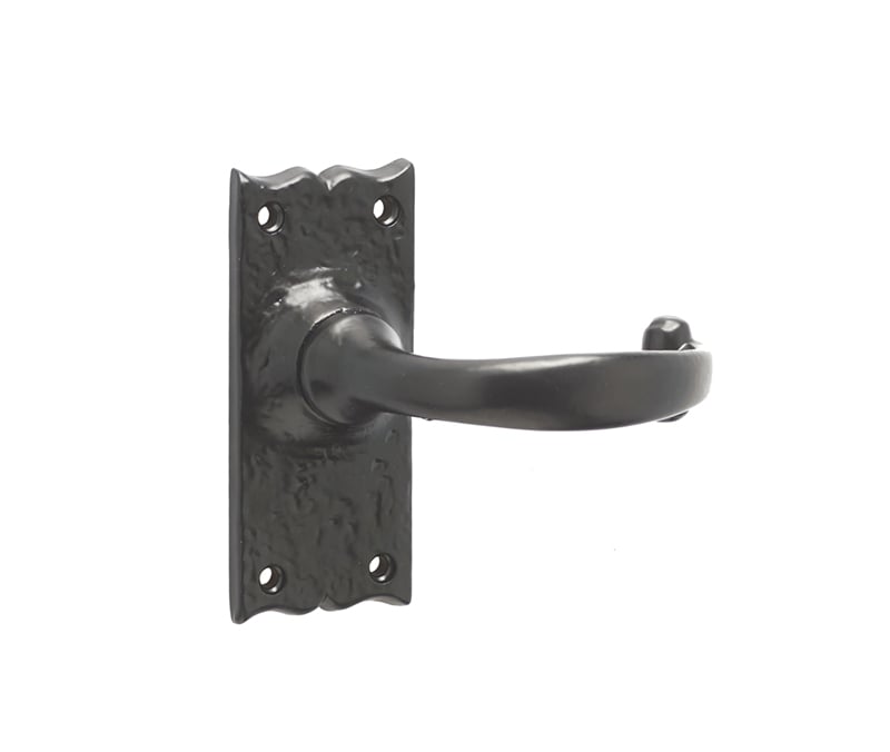 Frelan Hardware Door Furniture Antique Black / Latch Handles Frelan - Regal Lever Short Plate Latch Handles on Backplate - Antique Black