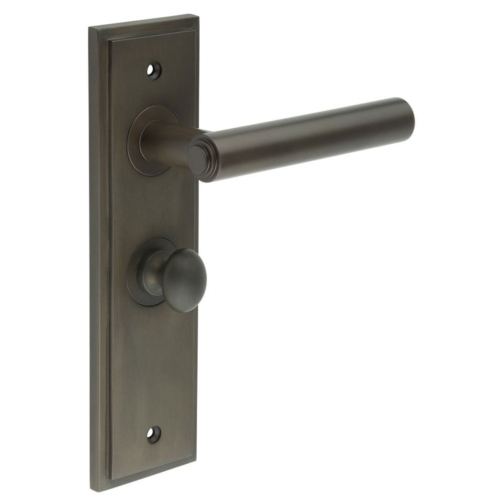 Frelan Hardware Door Furniture Dark Bronze / Bathroom Lock Handles Frelan - Richmond Door Handle Bathroom Backplate Dark Bronze & Turn & Release