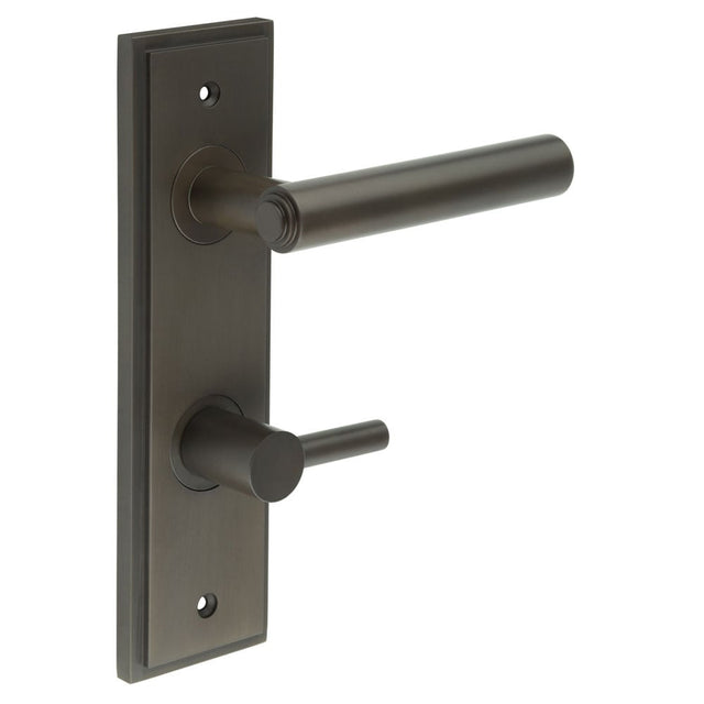 Frelan Hardware Door Furniture Dark Bronze / Bathroom Lock Handles Frelan - Richmond Door Handle Din Bathroom Backplate Dark Bronze & Turn & Release