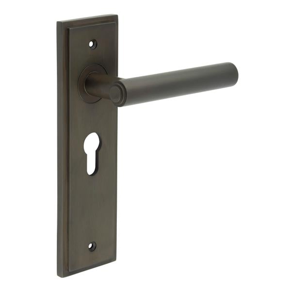 Frelan Hardware Door Furniture Dark Bronze / Euro Profile Lock Handles Frelan - Richmond Door Handle Euro Backplate Dark Bronze