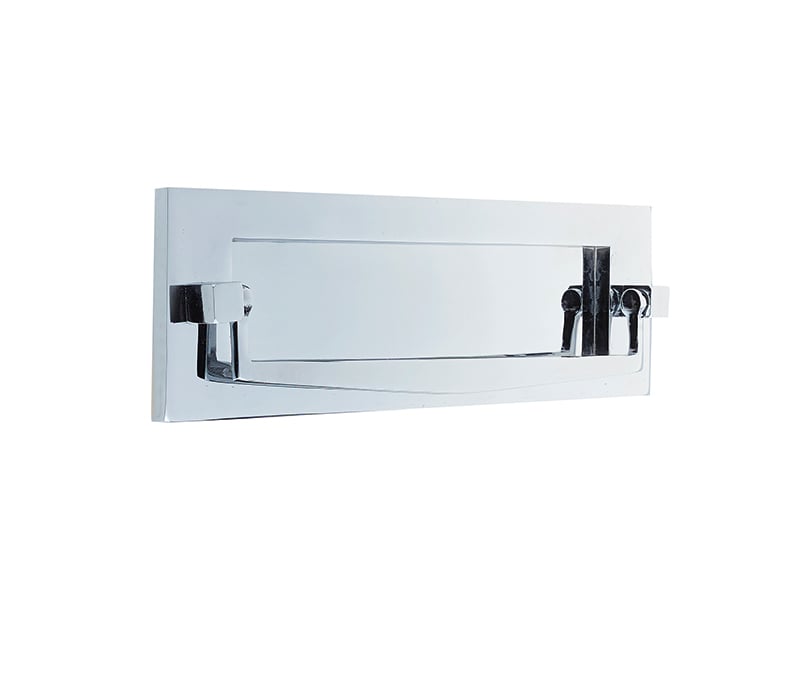 Frelan Hardware Door Furniture Polished Chrome / Postal Knockers / 250 x 76mm Frelan - Sprung Letter Plate with Postal Knocker 250x76mm - Polished Chrome