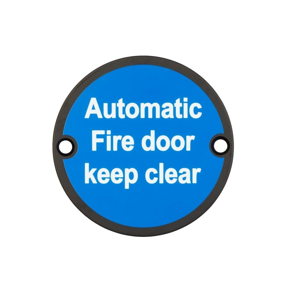 Frelan Hardware Door Furniture Black / Signs Frelan - Stainless Steel Automatic Fire Door Keep Clear 75mm Black