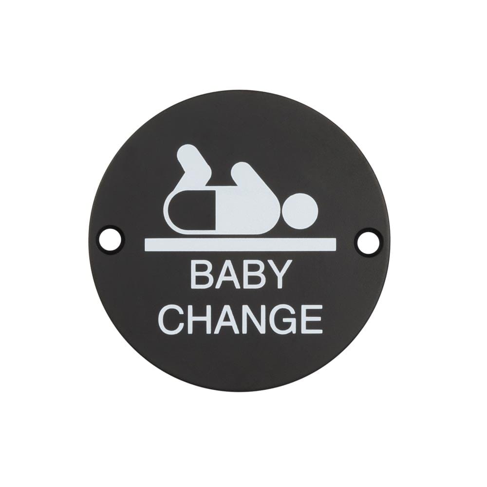 Frelan Hardware Door Furniture Black / Signs Frelan - Stainless Steel Baby Change Symbol 75mm Black