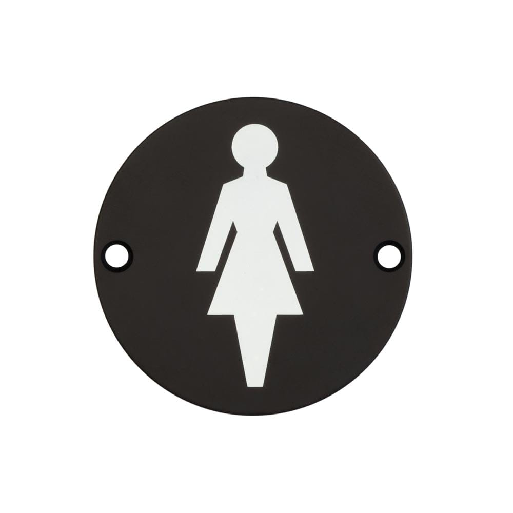 Frelan Hardware Door Furniture Black / Signs Frelan - Stainless Steel Female Symbol 75mm Black