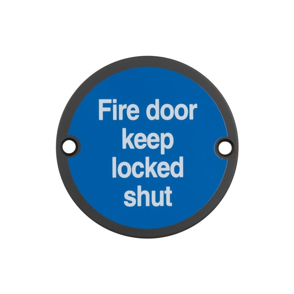 Frelan Hardware Door Furniture Black / Signs Frelan - Stainless Steel Fire Door Keep Locked Shut 75mm Black