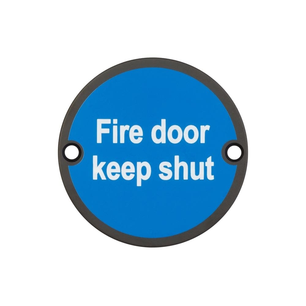 Frelan Hardware Door Furniture Black / Signs Frelan - Stainless Steel Fire Door Keep Shut 75mm Black