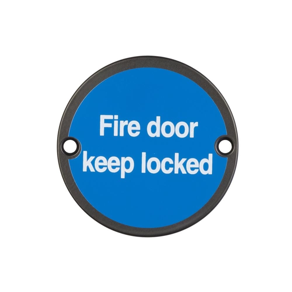 Frelan Hardware Door Furniture Black / Signs Frelan - Stainless Steel Fire Door Locked 75mm Satin Stainless Steel