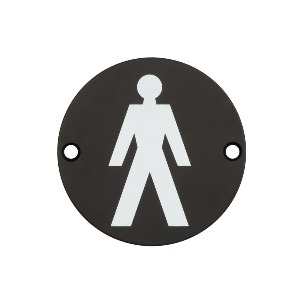 Frelan Hardware Door Furniture Black / Signs Frelan - Stainless Steel Male Symbol 75mm Satin Black