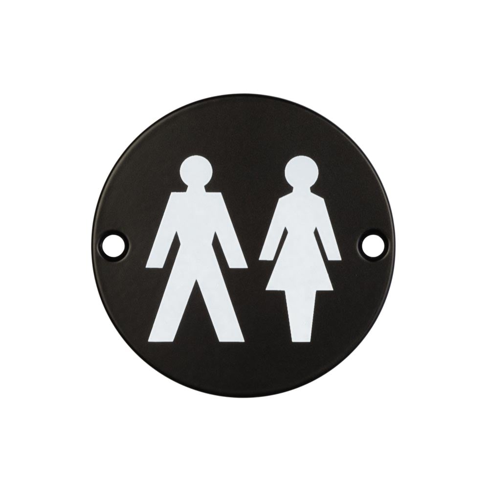 Frelan Hardware Door Furniture Black / Signs Frelan - Stainless Steel Unisex Symbol 75mm Black