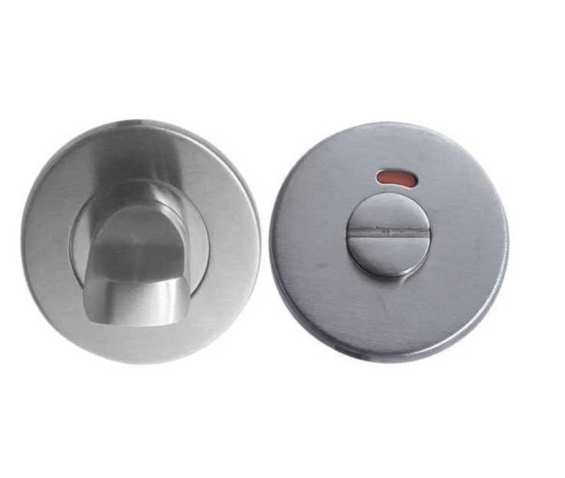 Frelan Hardware Door Furniture Satin Stainless Steel / Yes Frelan - Standard Bathroom Turn & Release with Indicator 52mm x 8mm - Grade 304