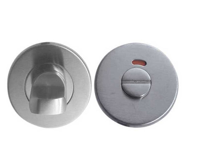 Frelan Hardware Door Furniture Satin Stainless Steel / Yes Frelan - Standard Bathroom Turn & Release with Indicator 52mm x 8mm - Grade 304