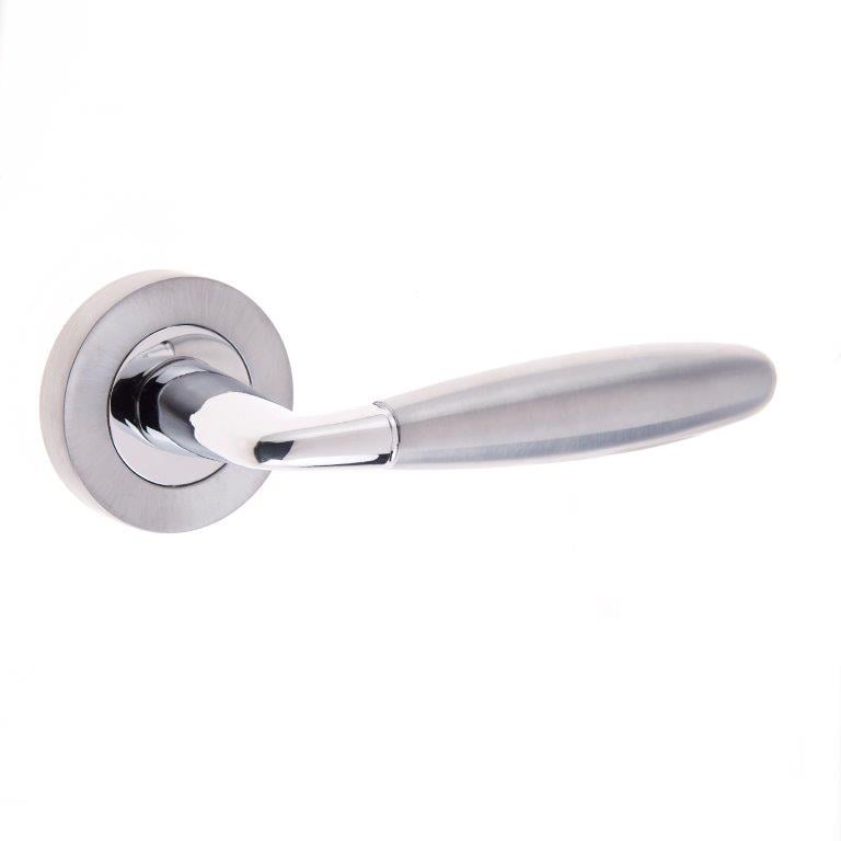 Frelan Hardware Door Furniture Polished Chrome/Satin Chrome / Round Rose Frelan - Stylo PCSC lever on rose